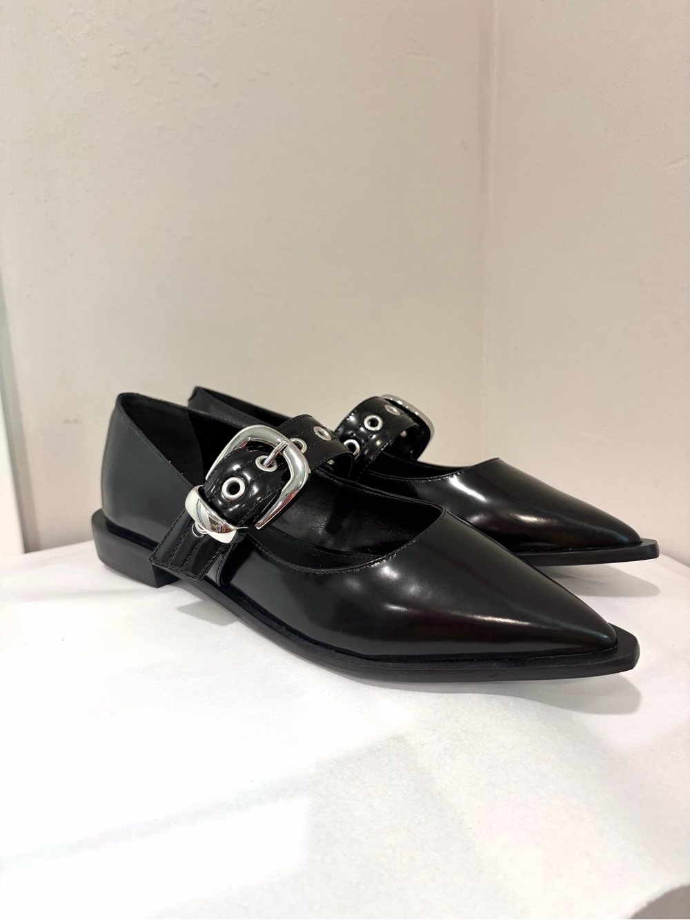 Maeve Pointed Toe Moto Mary Jane Flats